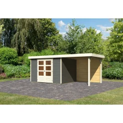 Karibu BBH Askola 5 Set mit Anbaudach terragrau