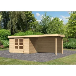 Karibu BBH Askola 4 Set mit Anbaudach naturbelassen