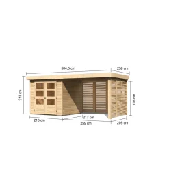 Karibu BBH Askola 2 Set mit Anbaudach naturbelassen