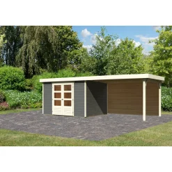 Karibu BBH Askola 5 Set mit Anbaudach terragrau