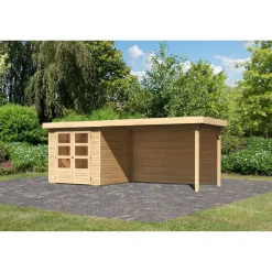 Karibu BBH Askola 2 Set mit Anbaudach naturbelassen