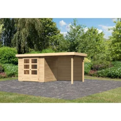 Karibu BBH Askola 3 Set mit Anbaudach naturbelassen