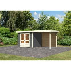 Karibu BBH Askola Set mit Anbaudach terragrau