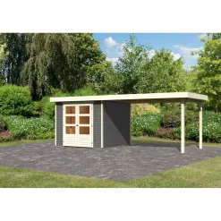 Karibu BBH Askola Set mit Anbaudach terragrau