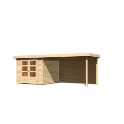 Karibu BBH Askola Set mit Anbaudach naturbelassen