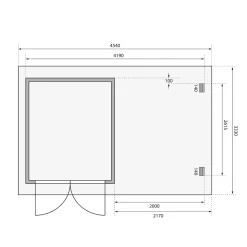 Karibu BBH Bastrup 4 Set mit Anbaudach naturbelassen