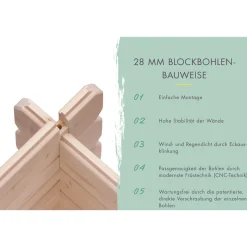 Karibu BBH Bastrup 8 Set mit Anbaudach naturbelassen