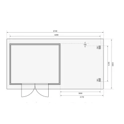 Karibu BBH Bastrup 7 Set mit Anbaudach naturbelassen