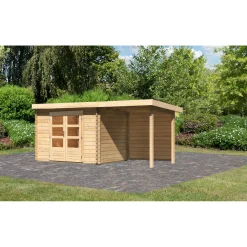 Karibu BBH Bastrup 3 Set mit Anbaudach naturbelassen