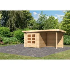 Karibu BBH Kandern 2 Set mit Anbaudach naturbelassen