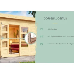 Karibu BBH Kandern 2 Set mit Anbaudach naturbelassen