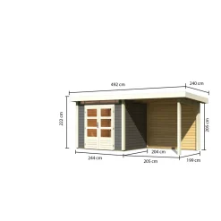 Karibu BBH Kandern 2 Set mit Anbaudach terrabrau