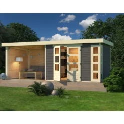 Karibu BBH Kerko 5 Set mit Anbaudach terragrau