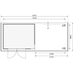 Karibu BBH Kerko 5 Set mit Anbaudach terragrau