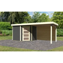 Karibu BBH Schwandorf 5 Set mit Anbau terragrau