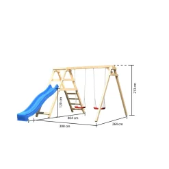 Karibu Doppelschaukel Felix mit Klettergerüst und Rutsche