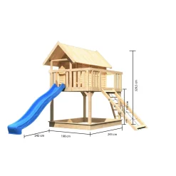 Karibu Fidel inklusive Rampe naturbelassen Rutsche blau