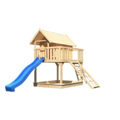 Karibu Fidel inklusive Rampe naturbelassen Rutsche blau