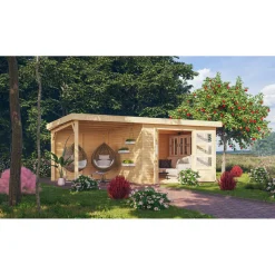 Karibu Gartenhaus Kerko 6 Set mit AD naturbelas