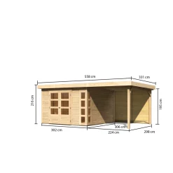 Karibu Gartenhaus Kerko 6 Set mit AD naturbelas