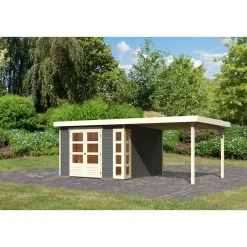 Karibu Gartenhaus Kerko 6 Set mit AD terragrau