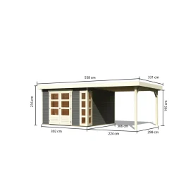 Karibu Gartenhaus Kerko 6 Set mit AD terragrau