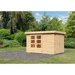 Karibu Gartenhaus Retola 3 inkl Anbauschrank naturbelassen