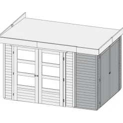 Karibu Gartenhaus Retola 3 inkl Anbauschrank und Anbaudach 2,80 Meter naturbelassen