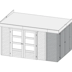 Karibu Gartenhaus Retola 4 inkl Anbauschrank und Anbaudach 2,80 Meter naturbelassen