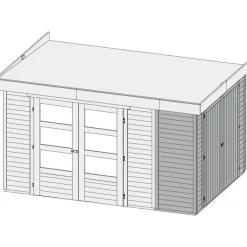 Karibu Gartenhaus Retola 5 inkl Anbauschrank und Anbaudach 2,80 Meter naturbelassen