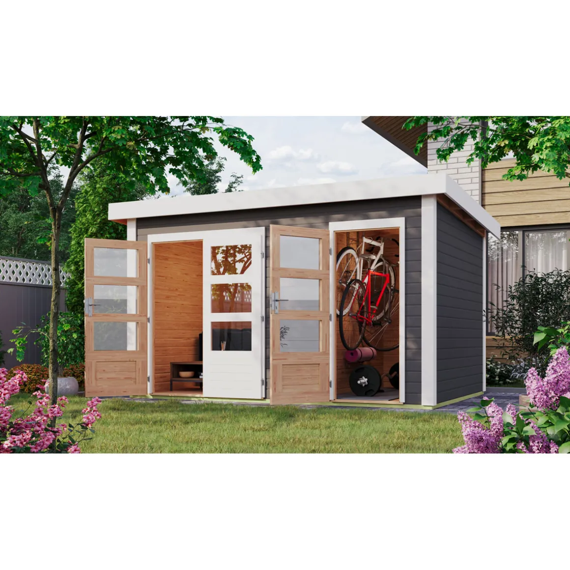 Karibu Gartenhaus Schoenbuch 1 terragrau