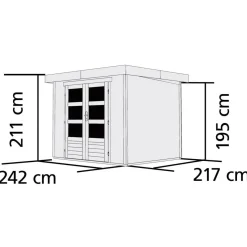 Karibu Gartenhaus-Set Askola 3 mit Anbaudach 2,40 m terragrau