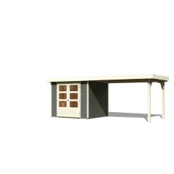 Karibu Gartenhaus-Set Askola 3 mit Anbaudach 2,80 m terragrau