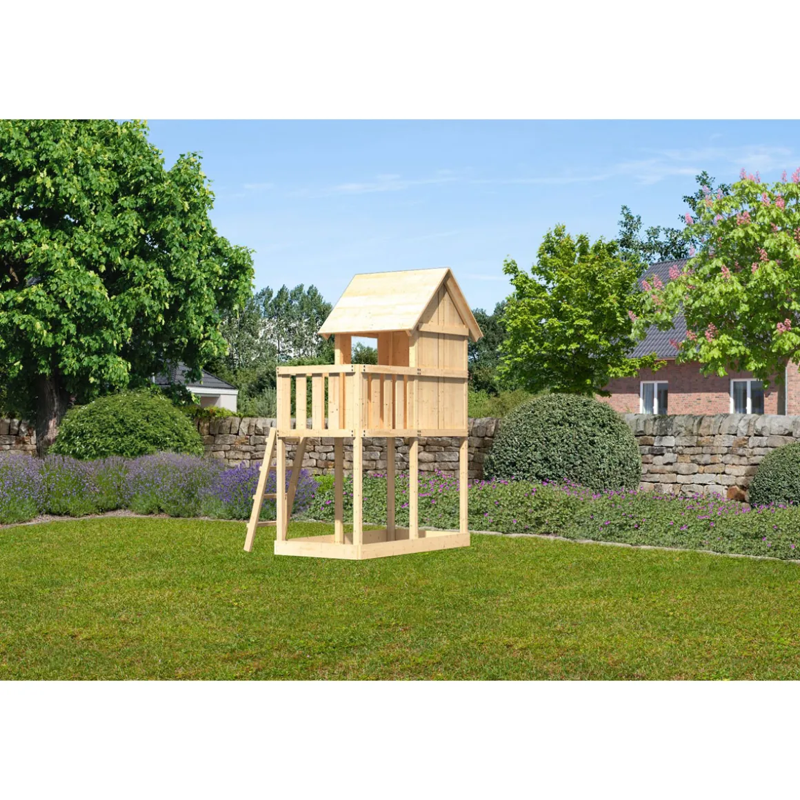 Karibu Spielturm Frieda naturbelassen mit Anbau inkl Sandkiste