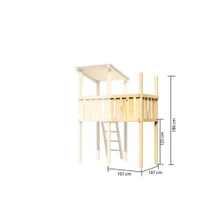 Karibu Spielturm Frieda naturbelassen mit Anbau inkl Sandkiste