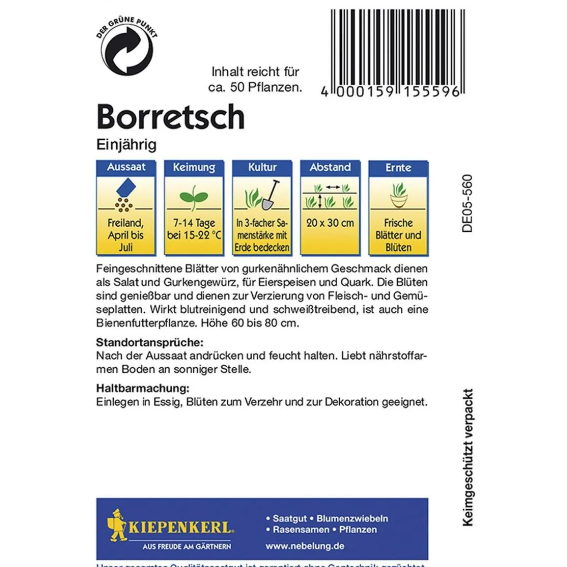 Kiepenkerl Borretsch einjährig