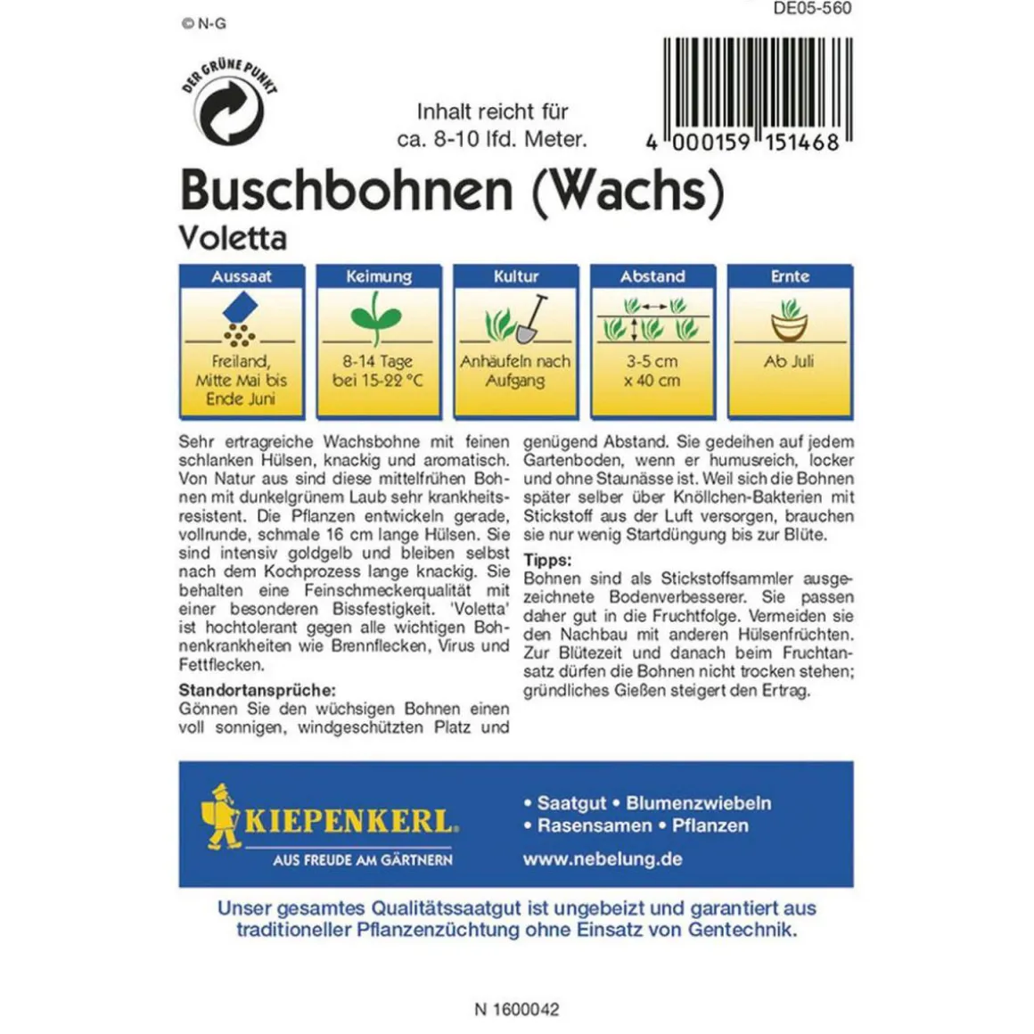 Kiepenkerl Buschbohnen Voletta