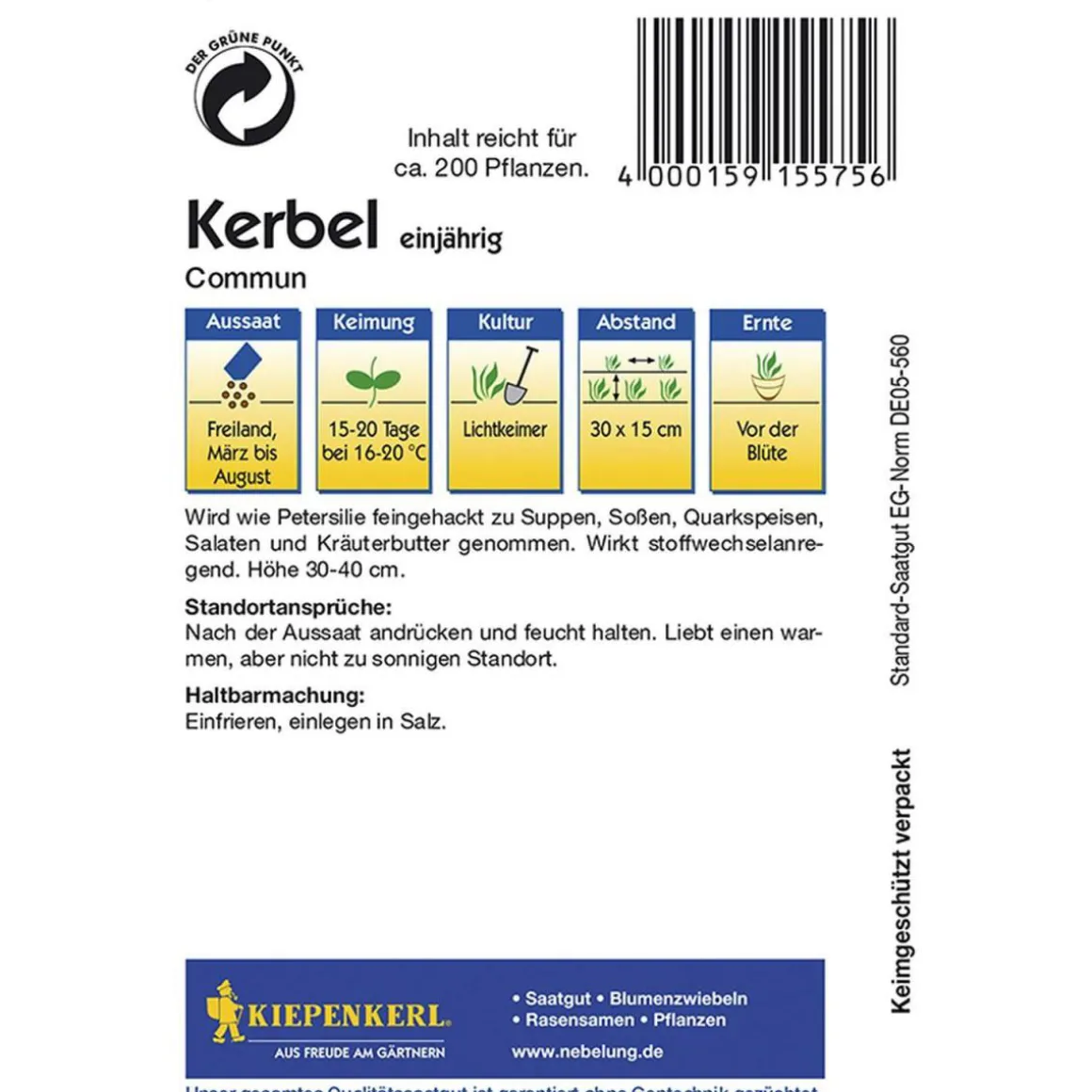 Kiepenkerl Kerbel Commun einjährig