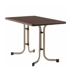 Klapptisch 70 x 115 x 72 cm champamgner/mocca Metalicplatte wetterfest