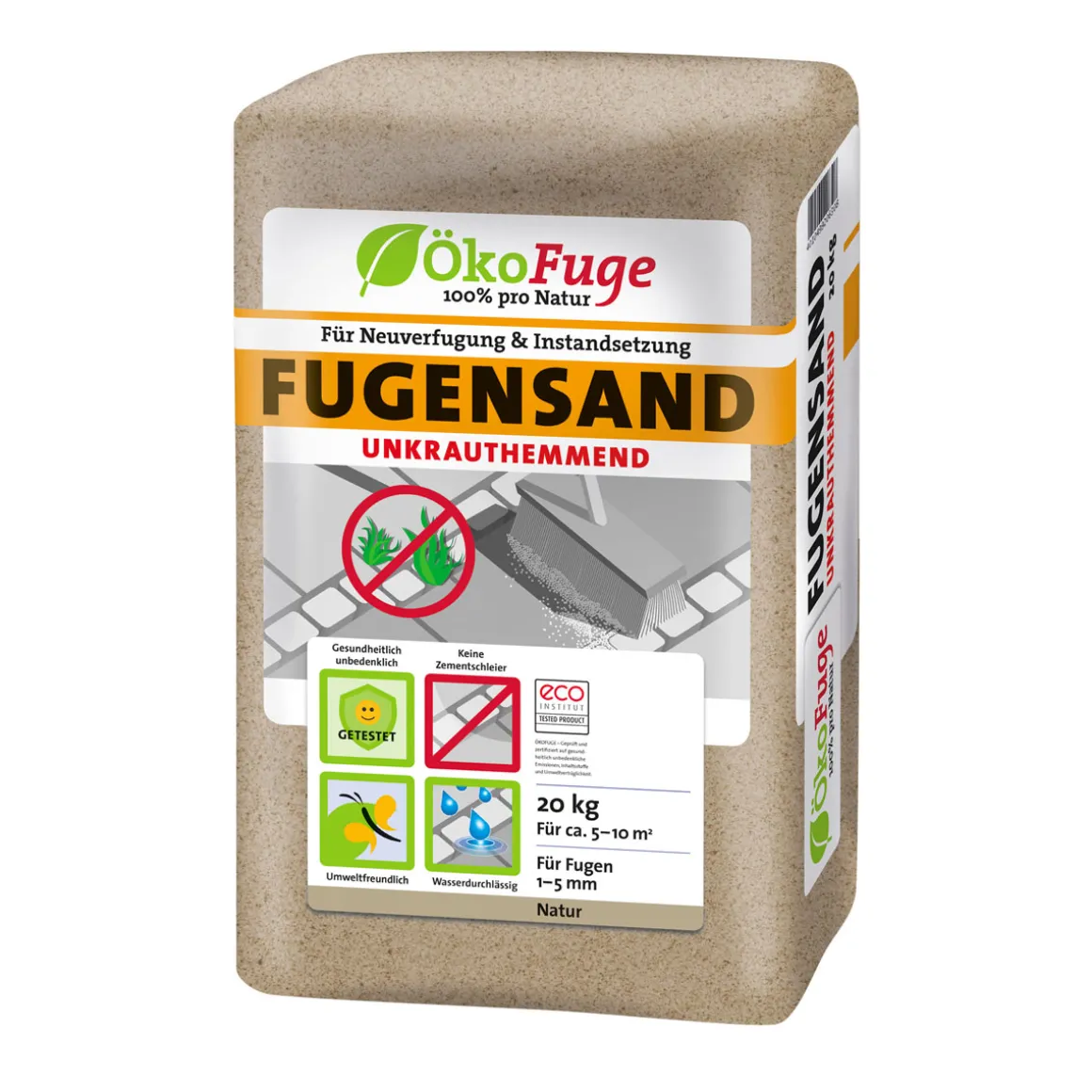 ÖkoFuge Fugensand 1-5 mm Natur Unkrauthemmend 20 kg