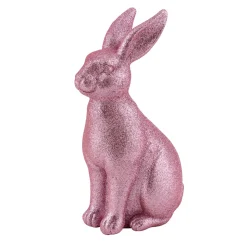 Kunstgewerbe Gehlmann Dekofigur Hase rosa/glitzer 9,2 x 6,7 x 13 cm