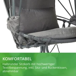 Leco Hängeschaukel mit gemütlichen Polstern und integriertem Sonnendach