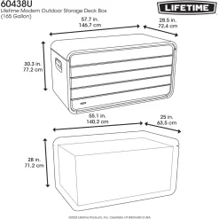 Lifetime Kissen- & Auflagenbox 625 L 72,4x146,7x77,2cm Grau