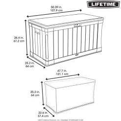 Lifetime Kissenbox Harmony 440 L 64x127,9x67,2cm Lichtgrau