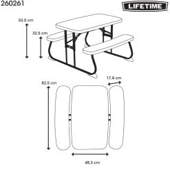 Lifetime Tisch für Kinder mit Klappfunktion 90x82,5x53,5cm Blau
