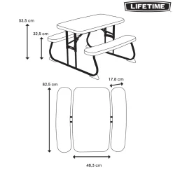 Lifetime Tisch für Kinder mit Klappfunktion 90x82,5x53,5cm Grün