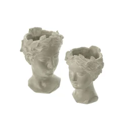 Pflanztopf Büste 15 x 15 x 21,5 cm grau/weiß