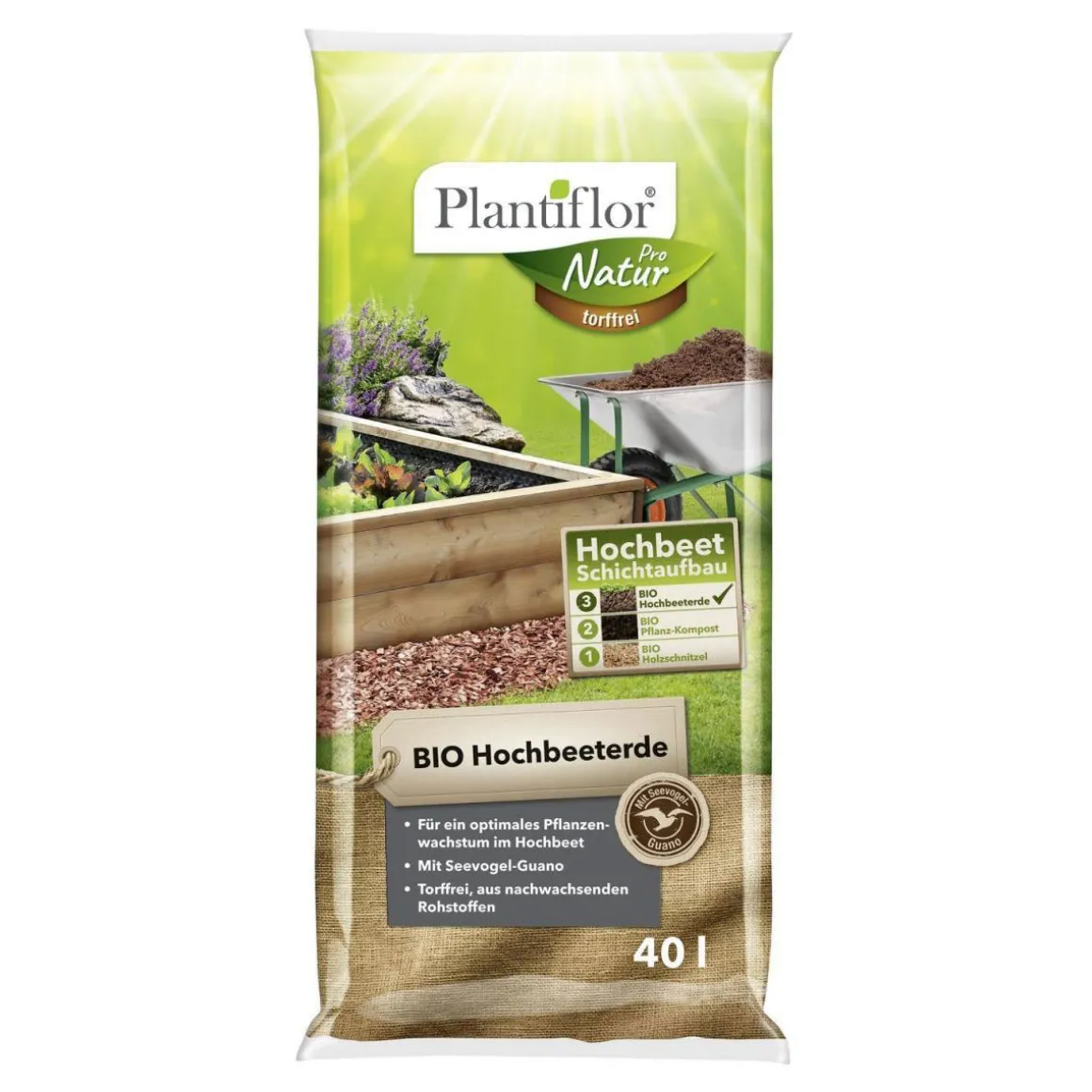 Plantiflor BIO Hochbeet-Erde torffrei 40 L