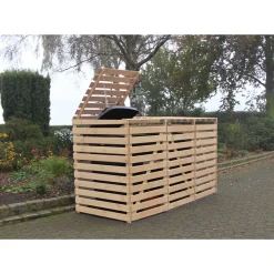 Promadino Mülltonnenbox Vario V für 3 Tonnen natur