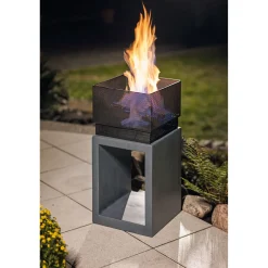 Rothmann Feuerschale Arnheim auf Podest 35 x 35 x 72 cm anthrazit